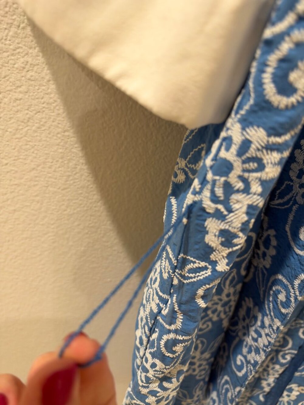 Pomander Place Blue Floral Embroidered Shirt Dress, Size S